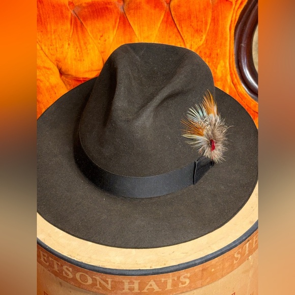 New Vintage Royal Stetson Hat, Brown Felt, Brown Band, Fedora, Size 7 1/8​ - Picture 11 of 11
